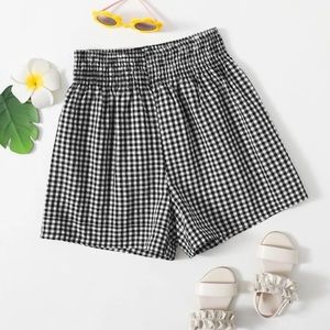 Gingham Print High Waisted Lounge Shorts